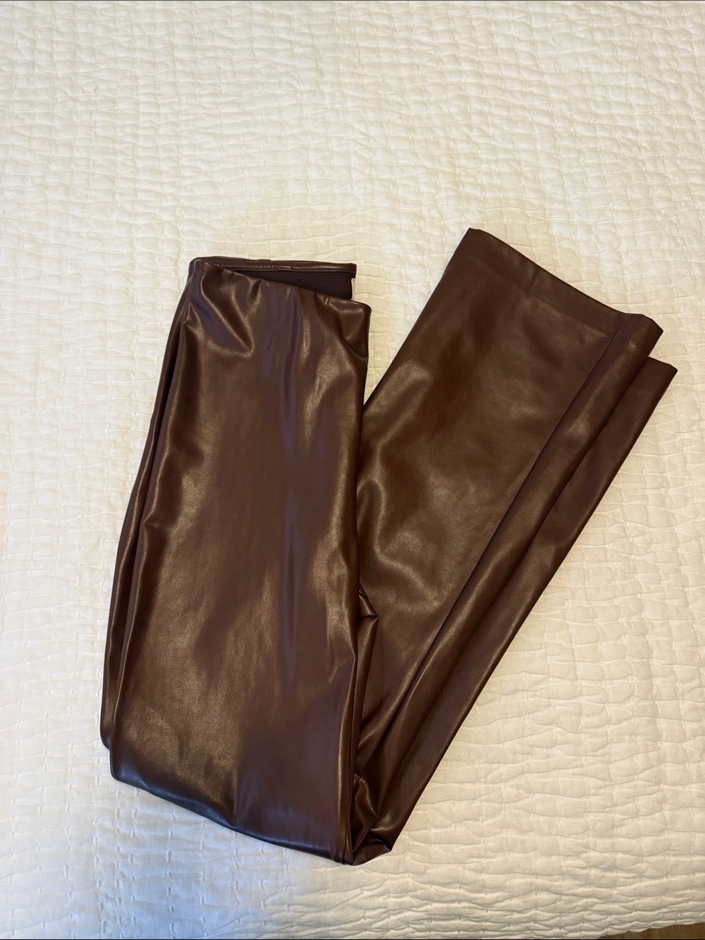 ARITZIA WILFRED Women’s Faux Leather Pants in Dark Brown